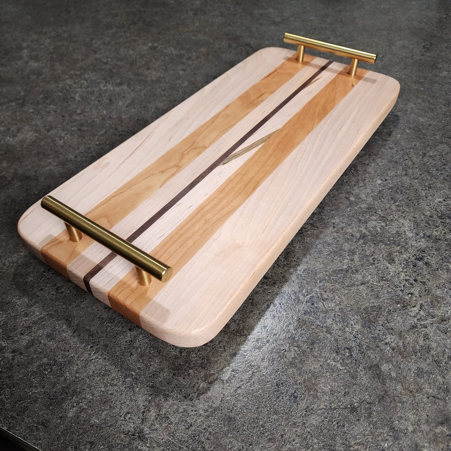 Maple, Cherry, and Walnut Serving Tray(Thick)