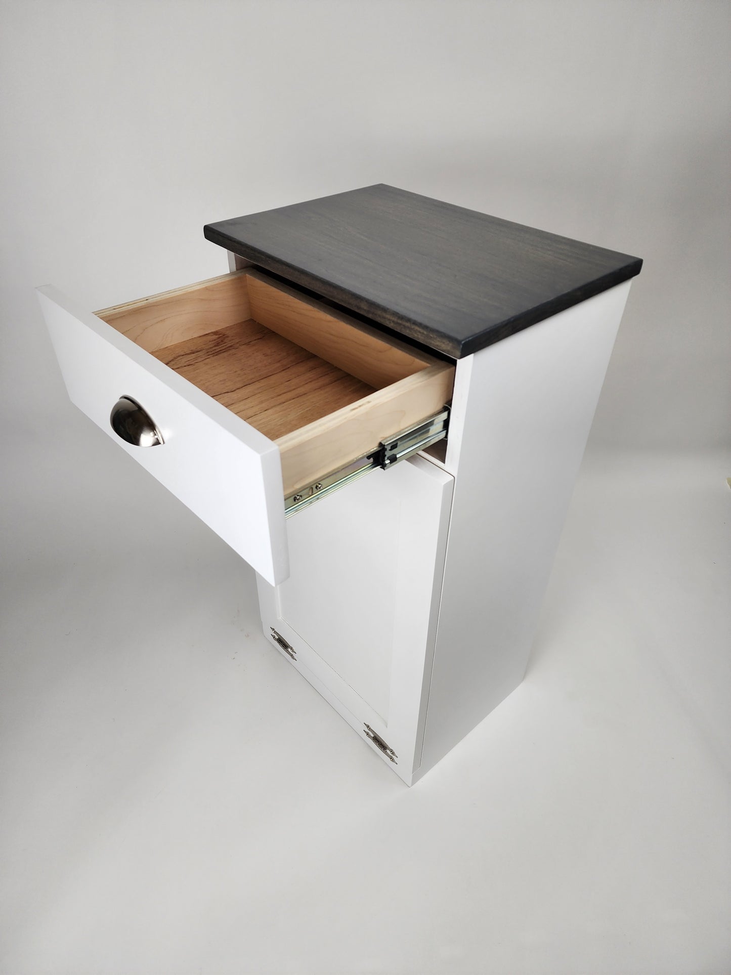 Trash Can Cabinet With Tilt Open Door and Drawer(White)