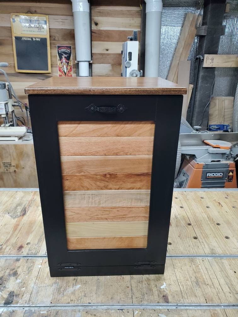 Black Cabinet with Rustic Pallet Wood Panel