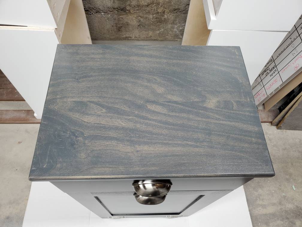 Trash Can Cabinet With Tilt Open Door and Drawer(Black)