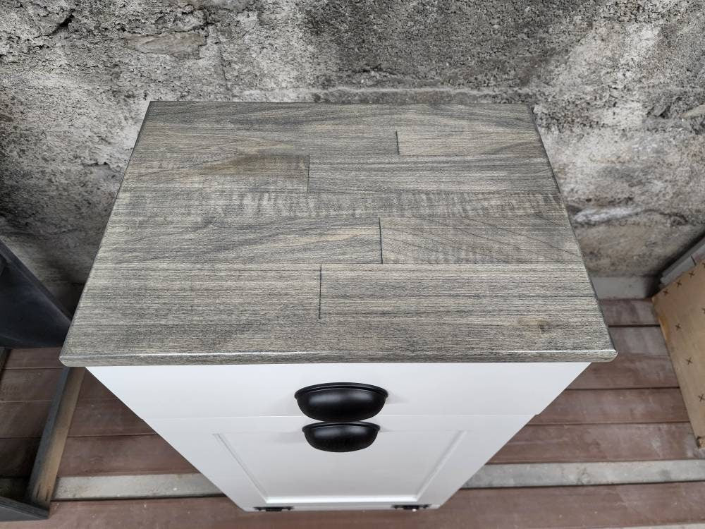 Trash Can Cabinet With Tilt Open Door and Drawer(White)