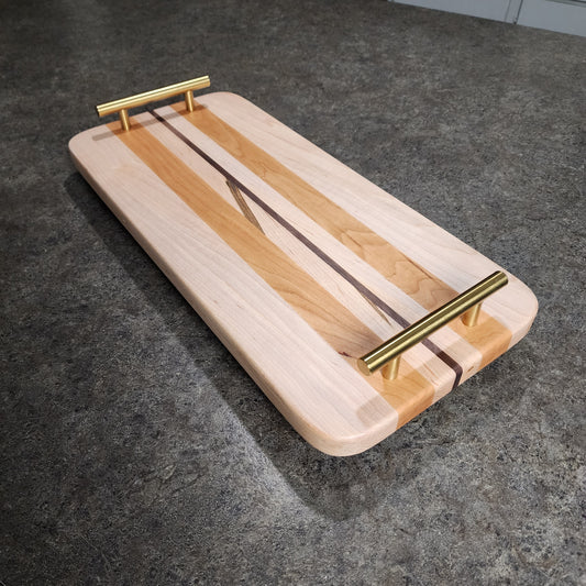 Maple, Cherry, and Walnut Serving Tray(Thick)