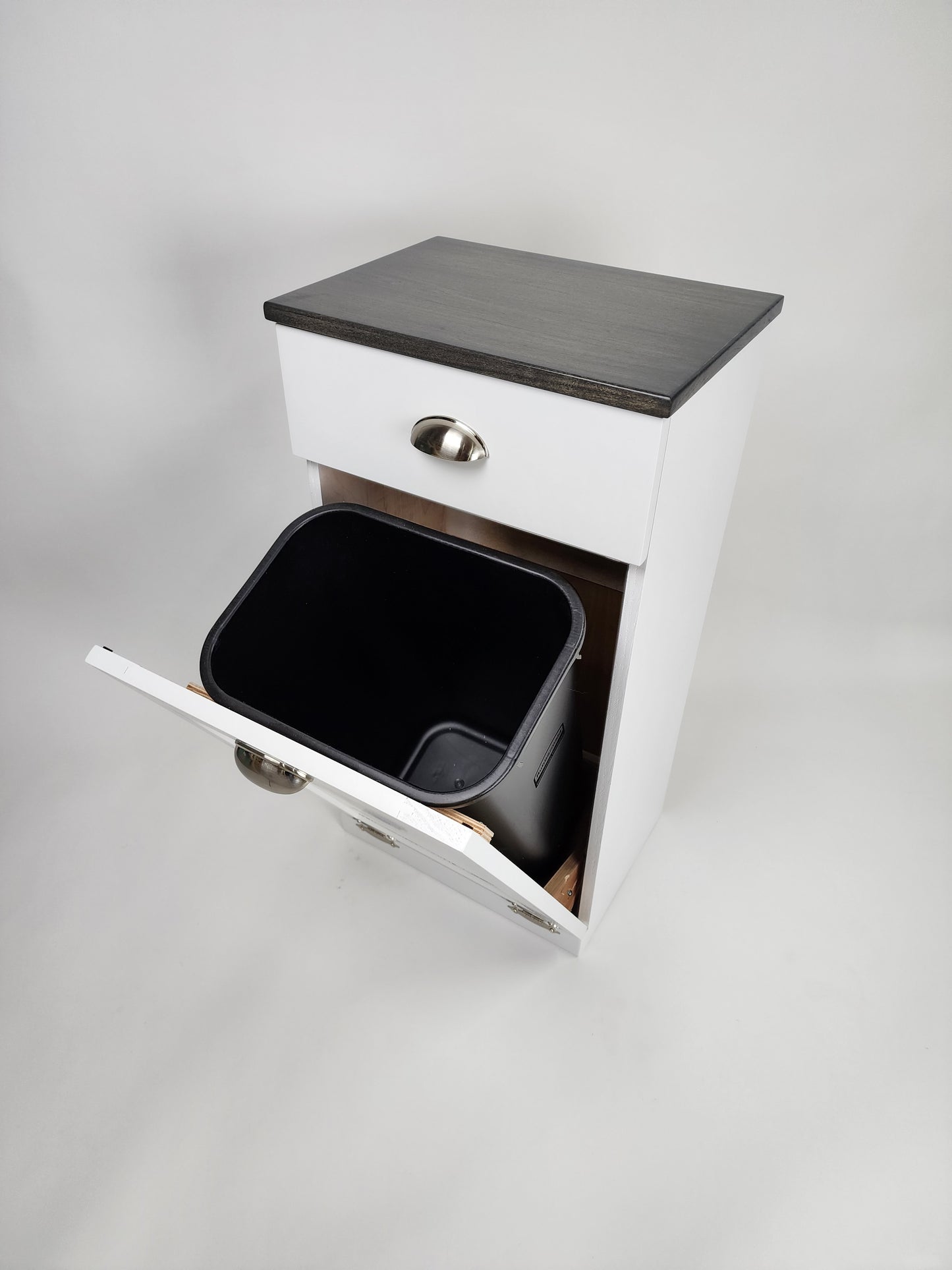 Wooden Trash Cabinet With Drawer(White)