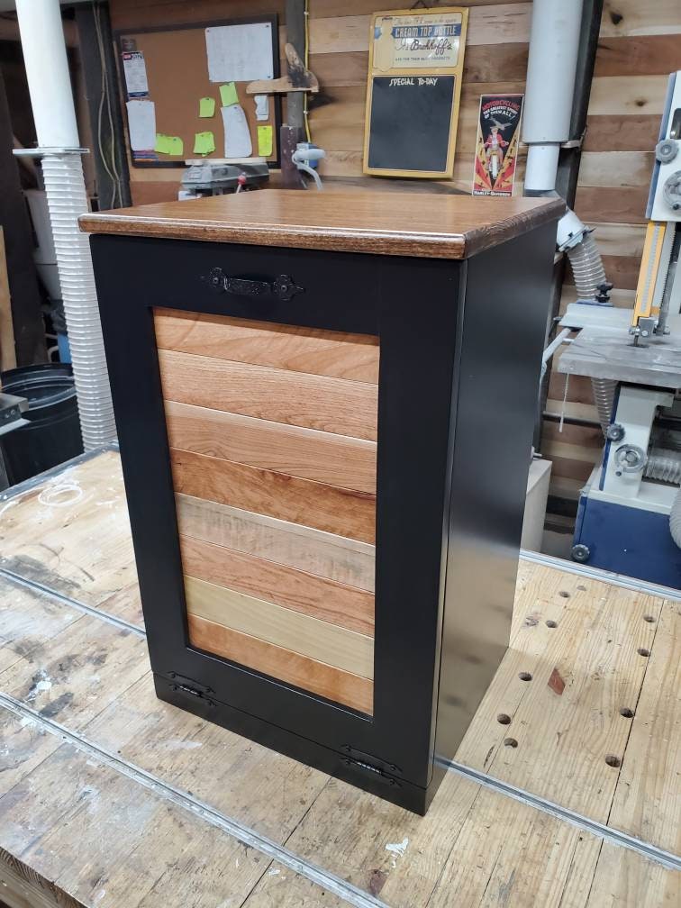 Black Cabinet with Rustic Pallet Wood Panel